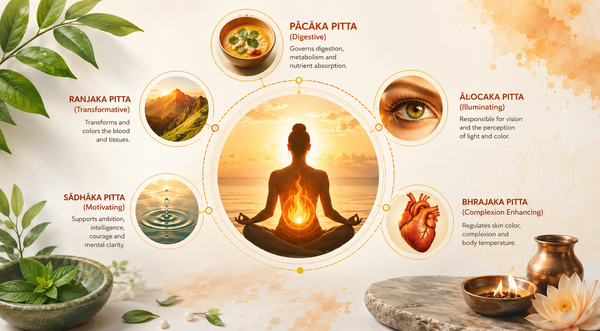  Five Pitta subdoshas, their functions, balance, and Ayurvedic significance