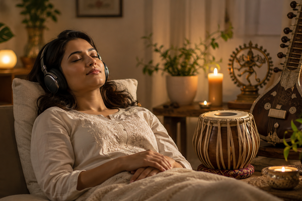 Dosha-balancing Indian classical music supporting restful sleep and relaxation