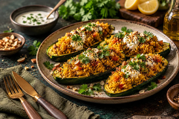 Kitchari-Stuffed Zucchini