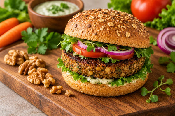 Ayurvedic Walnut Veggie Brain Burgers