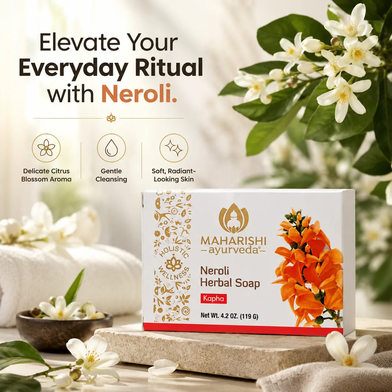 Maharishi Ayurveda Neroli Herbal Soap 4.2oz Image 1