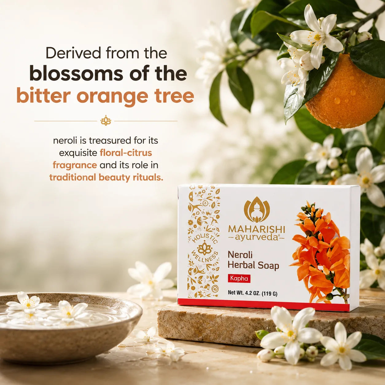 Maharishi Ayurveda Neroli Herbal Soap 4.2oz Image 3