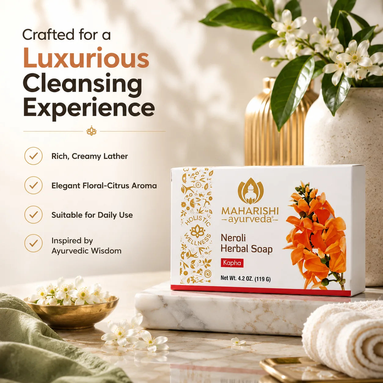 Maharishi Ayurveda Neroli Herbal Soap 4.2oz Image 5