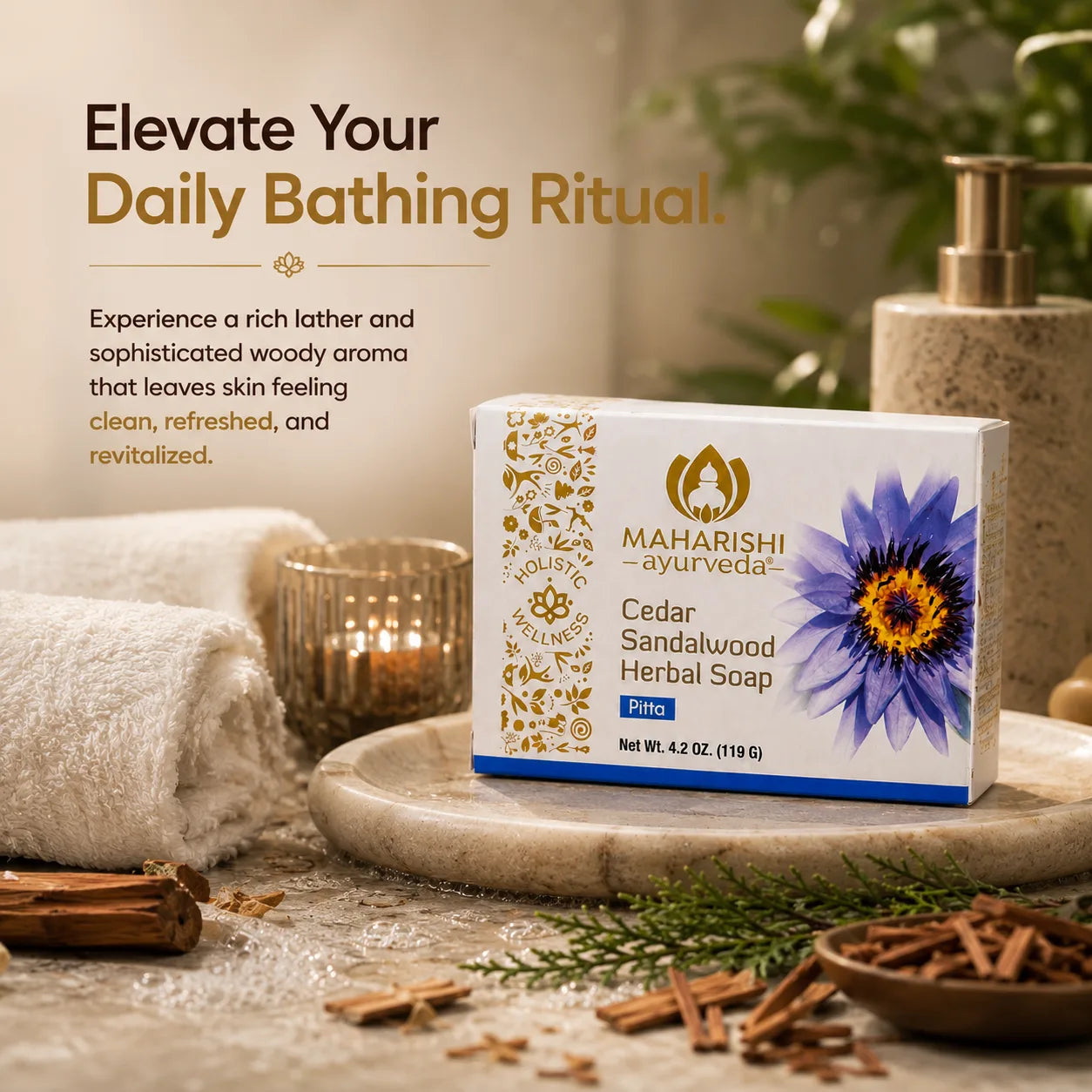 Maharishi Ayurveda Cedar Sandalwood Herbal Soap Bar Image 6