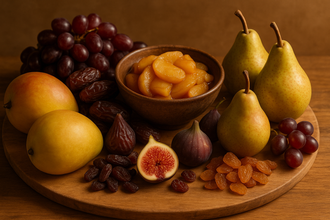 Fruits
Mangoes, dates, figs, pears, apples (cooked), raisins, and grapes are Ayurvedic super fruits.